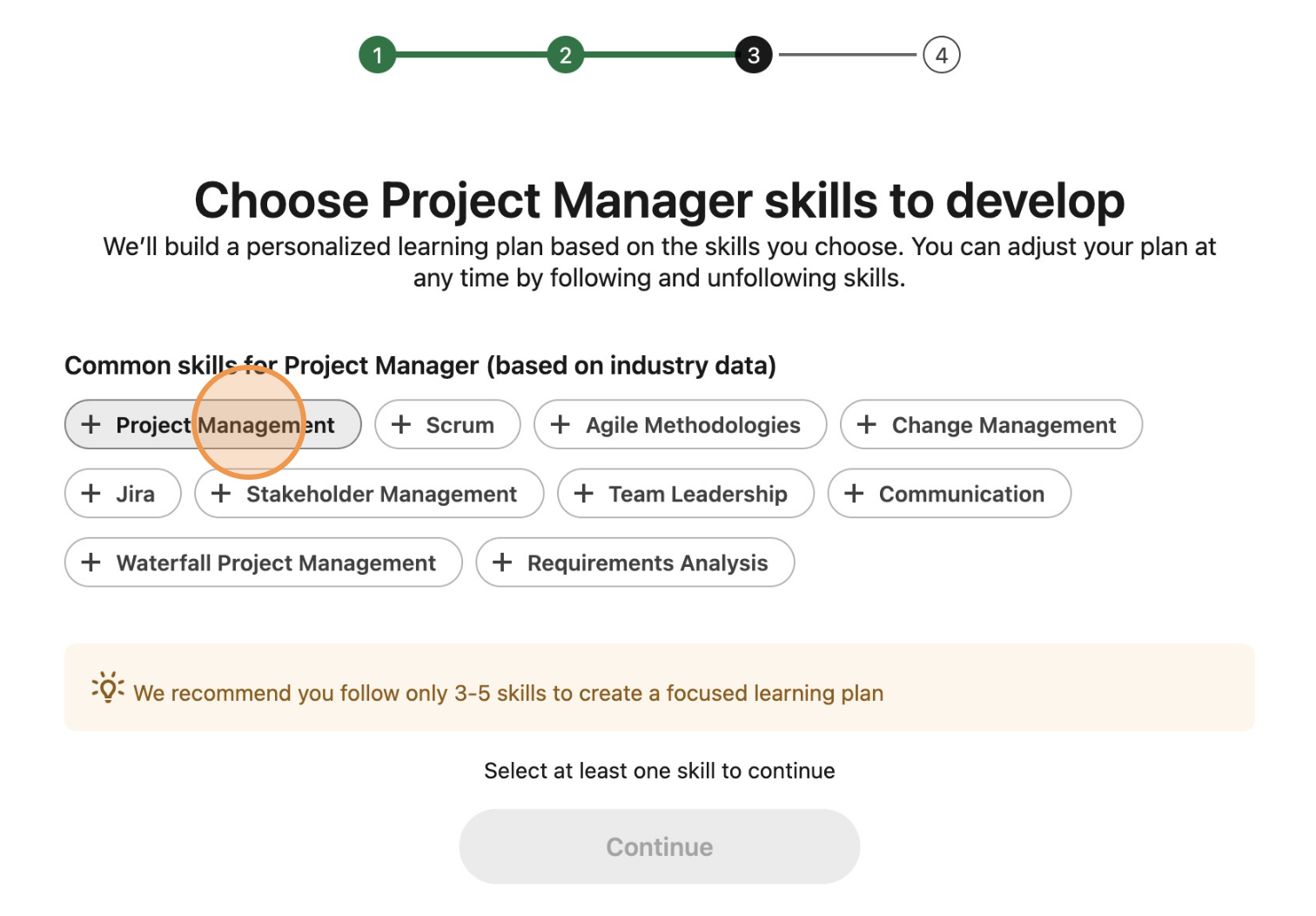 Screenshot of LinkedIn Learning skills to develop